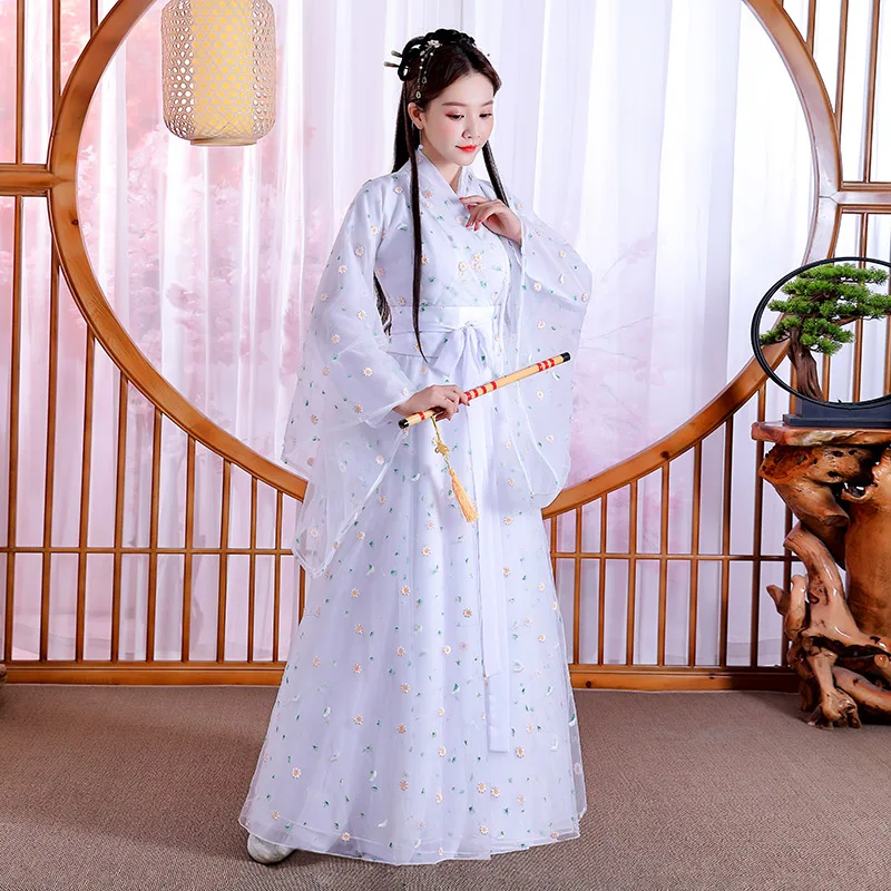

Chinese Traditional Folk Dance Costume Women Ancient Hanfu Dress Oriental Style Floral Hanfu Dress Suit Fairy Cosplay
