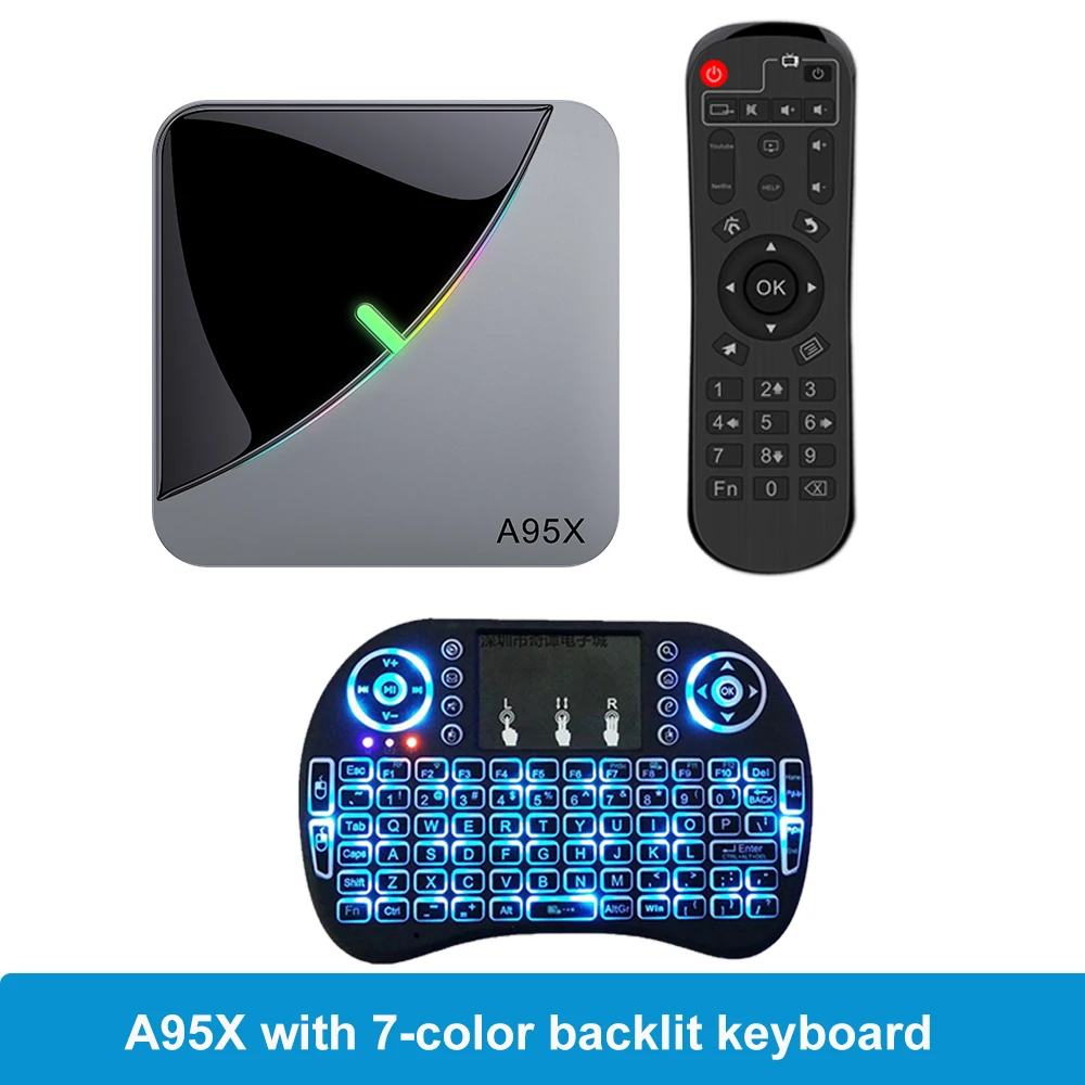LEMADO A95XF3 ТВ приставка Android 9,0 Amlogic S905X3 4 Гб 64 Гб 4 к HD Netflix Google голосовой помощник Смарт RGB светильник Android tv Box 8K