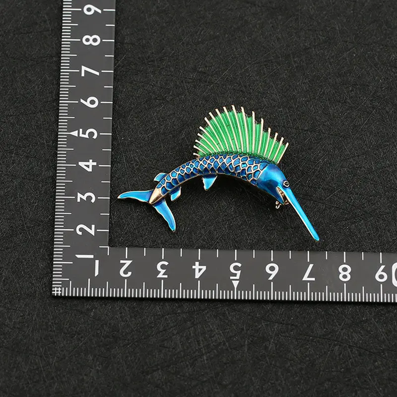 Q054 BIGBING модные ювелирные изделия Золотой Синий Зеленый Sailfish брошь модная для