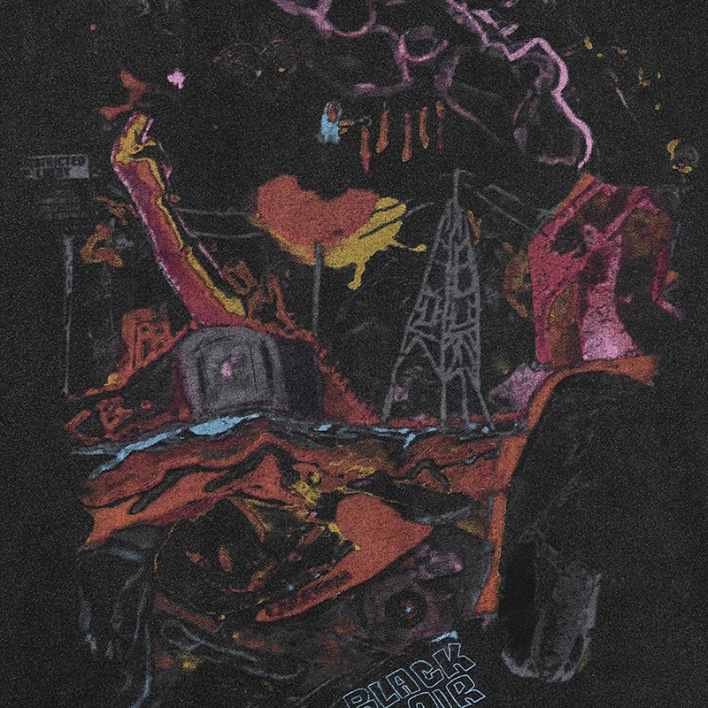 

Men's short-sleeved T-shirt, faded oversized streetwear, hip-hop, Harajuku, graphic print, 2021 spring/summer washed T-shirt