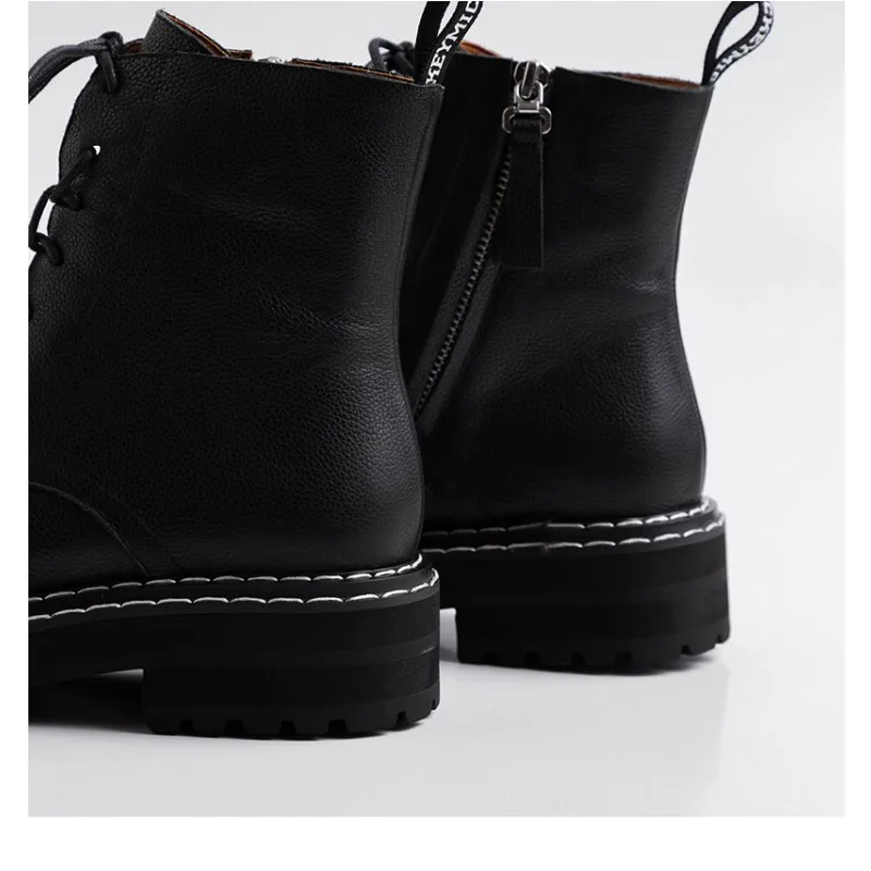 

Zorssar Women's Martin Boots With Exquisite Cowhide Cross Strap And Side Zipper Boots Comfortable Personality Martin Boots