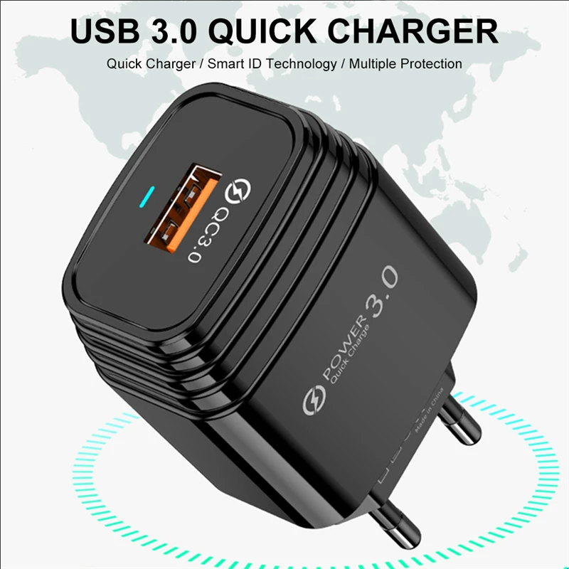 Штепсельная Вилка EU/US/UK быстрое зарядное устройство USB для путешествий настенный