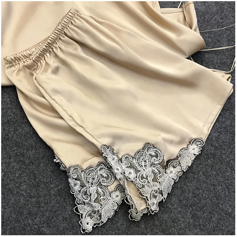 

New European and American Sexy Imitation Silk See-through Sling Pajamas Charming Babydoll Deep V Temptation Erotic Lingerie Set