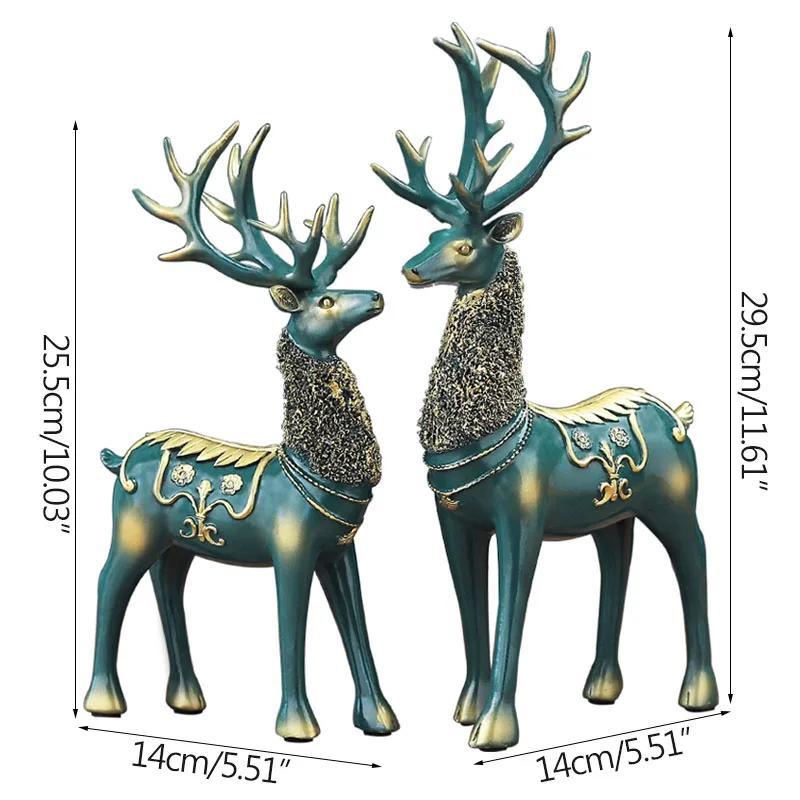 

Modern Design Luxurious Deer Sculpture Living Room Decoration Feng Shui Furnishings Resin Elk Statue Animal Ornaments Decoration