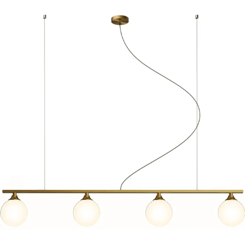 

Nordic Dining room All Copper LED Chandelier Modern Glass ball Living room Hanging lamp Bedroom Lighting fixture study Lights