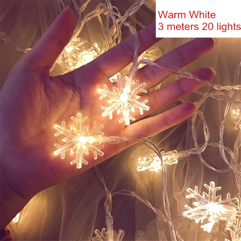 Warm snowflake 20LED Рождественские украшения 10 20 шаров, марокканский струнный светильник, Рождественский декоративный светильник s, Новогоднее украшение, Рождественский Navidad Noel, L - Цвет: Warm snowflake 20LED