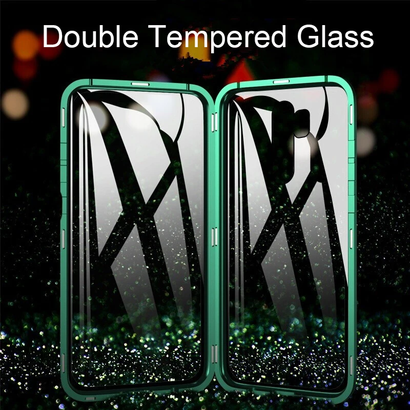 Магнитный металлический чехол для Xiaomi Redmi 8a с двойным закаленным стеклом redmi note 8 7