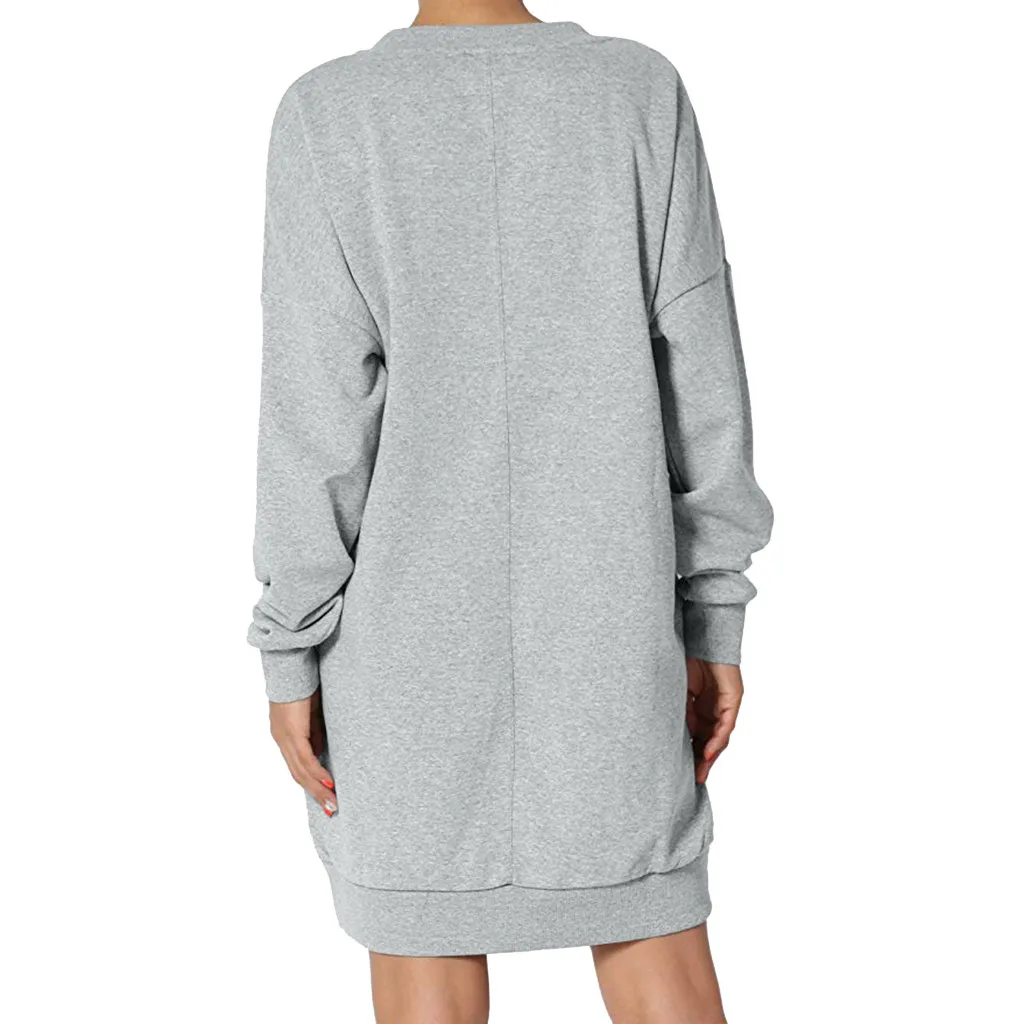 

solid long sleeve winter dress women black v-neck Casual dress autumn bottoming d91129