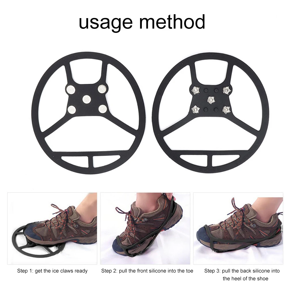 

Outdoor Ice Snow Shoe Spiked Grips Cleats Crampons Winter Anti Slip Shoes Cover Travelling Easy Carrying Portable Parts