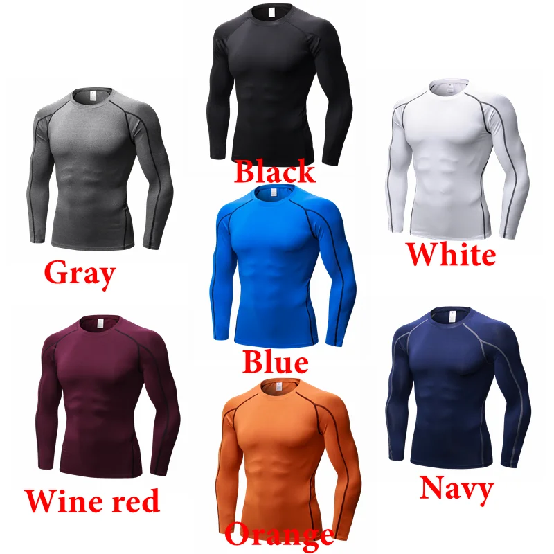 2021 Rashgard Mens Compression Running T-Shirts Long Sleeves Fitness Tight Sport T-Shirts Soccer Jersey Undershirt Sportswear