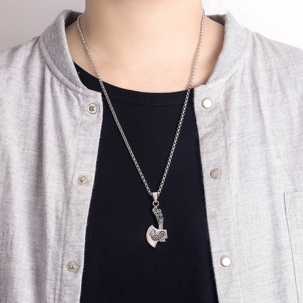 Цепочка мужская дракон-Викинг с изображением головы хвоста подвеска в виде