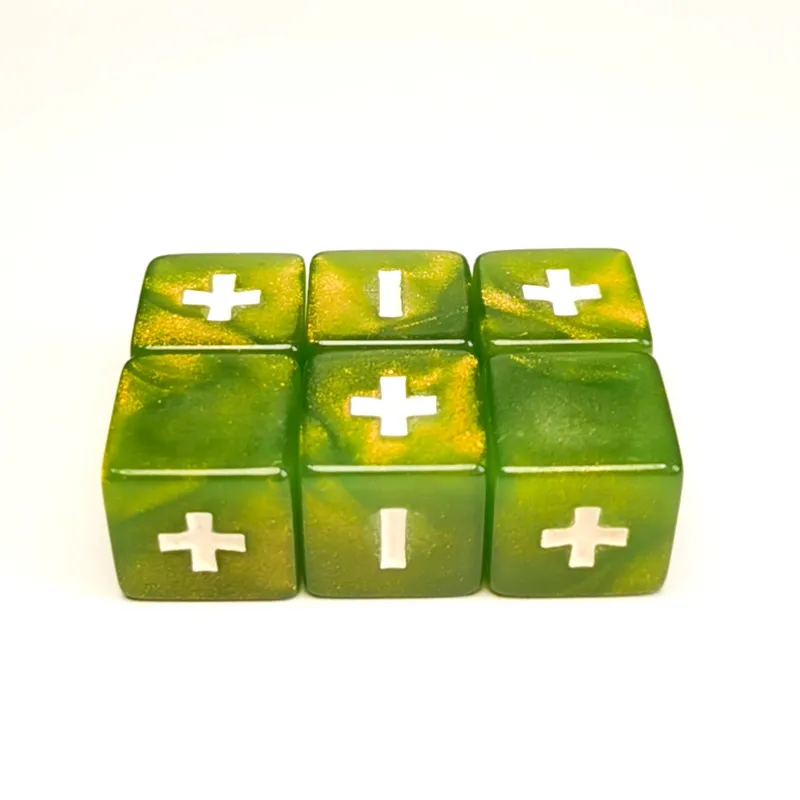 

6 шт. 16 мм арифметические D6 двусторонние зеленые жемчужные кости плюс и минус символы расчет математические кости