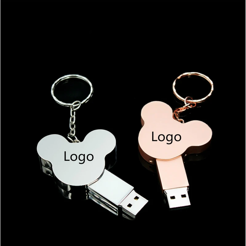 Металлический usb флеш-накопитель в виде головы мыши с логотипом на заказ