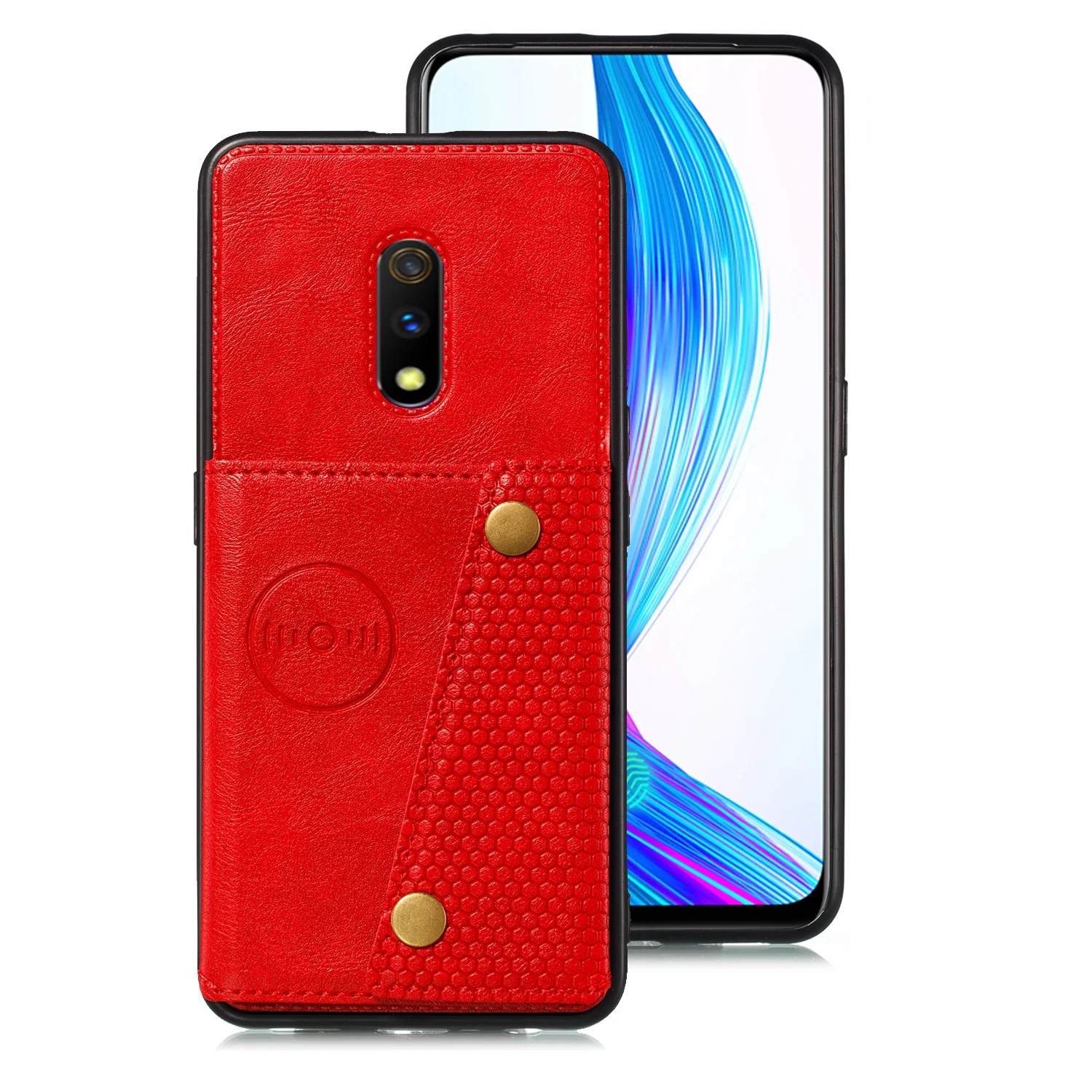 Красный Чехол-бумажник для OPPO F11 REALME 3 A9 Pro X K3 из искусственной кожи с держателем для карт, задняя крышка для телефона с магнитной подставкой OPPO RENO Z 10x Zoom - Цвет: Красный