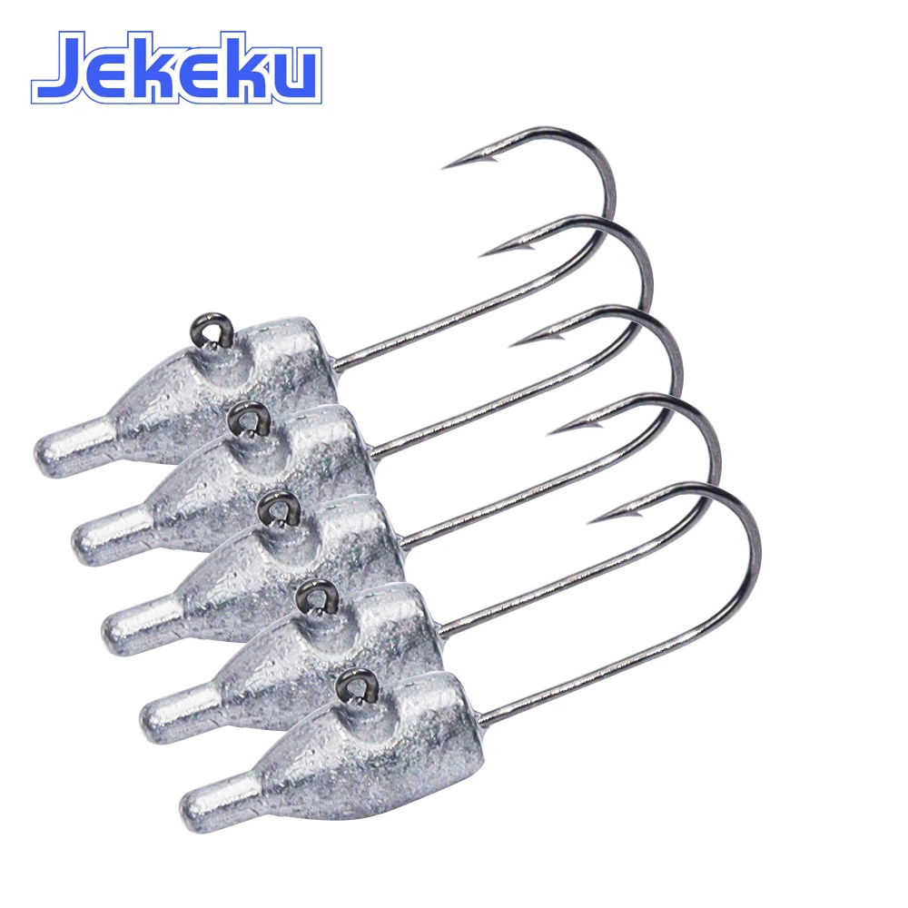 JEKEKU 5 шт. открытые Lead Jig Head рыболовный крючок 1 4 2Г сети 2 5g 3 с зазубринами Мягкая