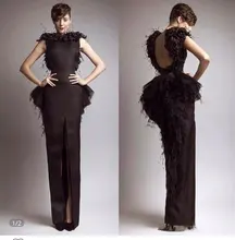 Black Prom Dresses Sheath Floor Length Satin Slit Sexy Backless Long Prom Gown Evening Dresses Robe De Soiree (1)