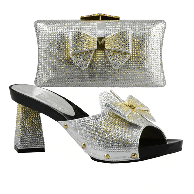 Желтый Свадебный комплект из обуви и сумки итальянский Дамский украшенные