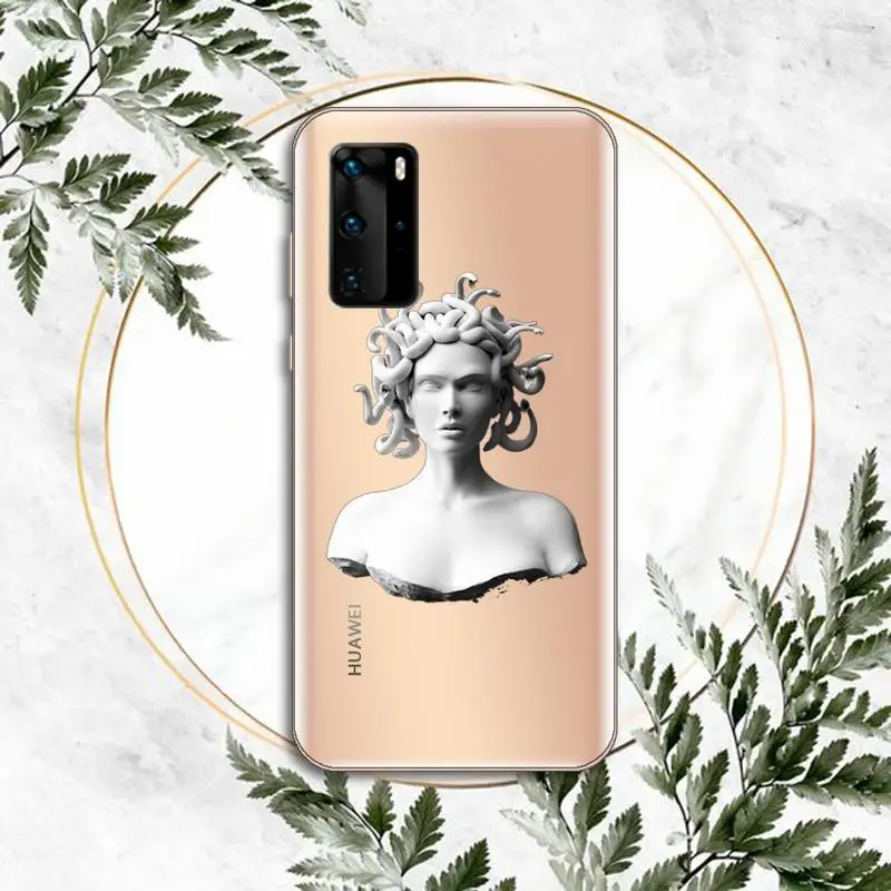 

David Michelangelo Medusa Statue Phone Case Transparent for Huawei P honor 8 10i 20 30 40 smart 2019 custom protective shell