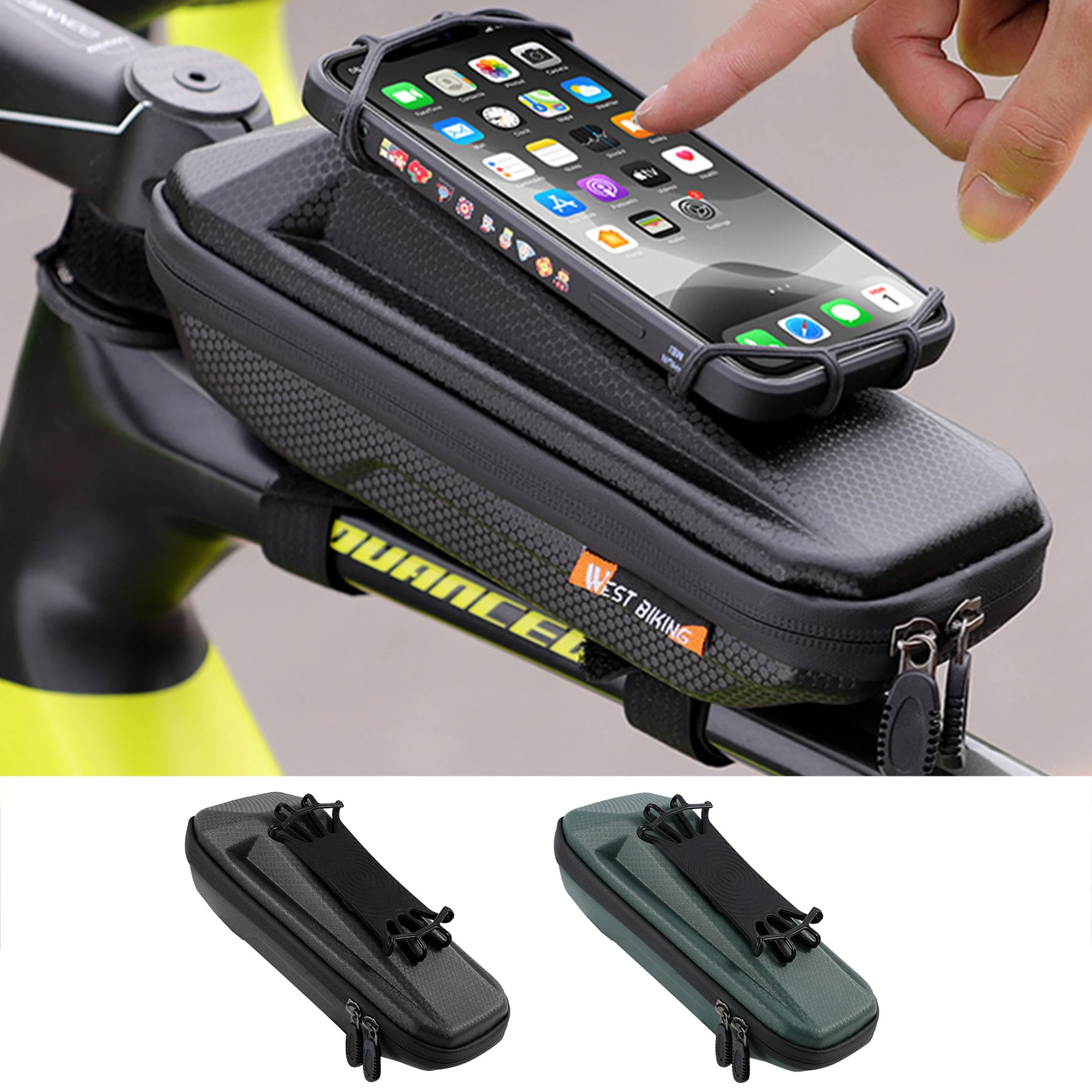 

Bicycle Front Frame Bag With Phone Holder Waterproof EVA Hard Shell Bike Top Tube Pouch Handlebar Bag For Cycling Bike Accessory