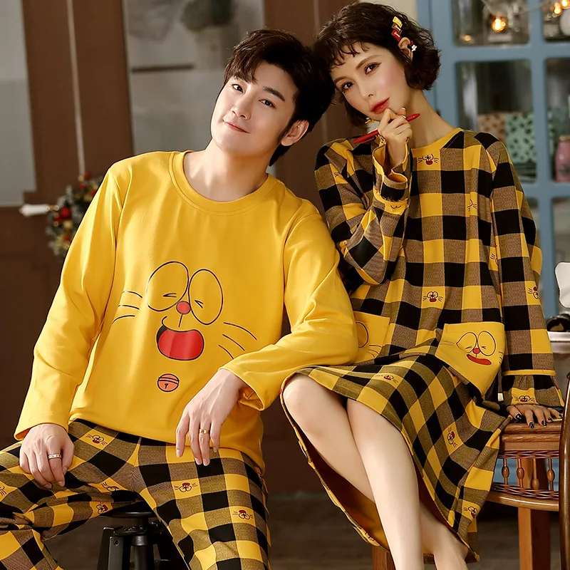 

Pajamas Sets Women Green Graffiti Cotton Fashion Men Long Sleeve Sleepwear Suit 2 Piece Casual Spring Home Couple Lounge Pajamas
