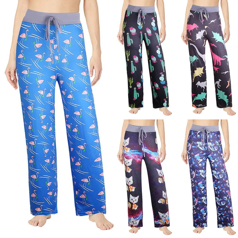 2020 женские широкие штаны для йоги повседневные с принтом спортзала тренировок