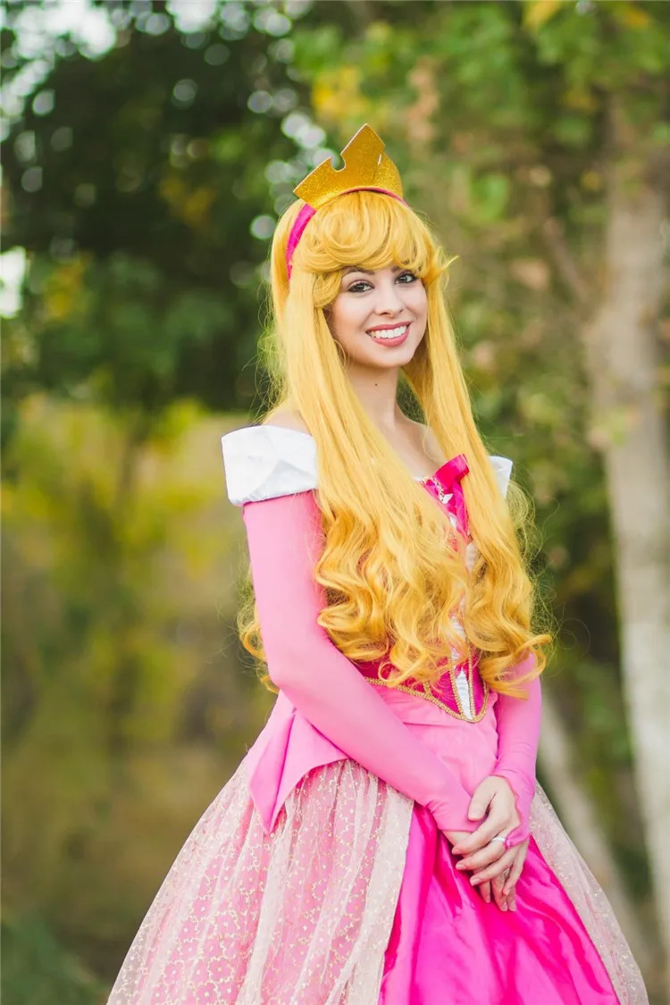 Спящая красавица парик принцессы карнавальный костюм розовая роза женские