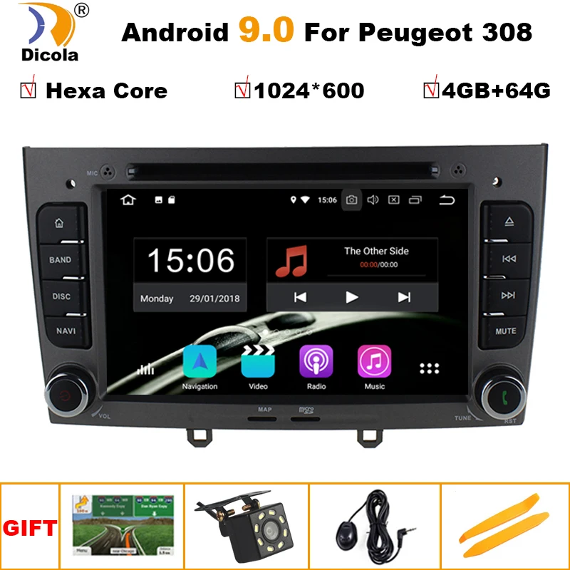 4G+ 64G Android 9,0 автомобиль dvd мультимедийный плеер Радио стерео для peugeot 408/peugeot 308 с gps navi BT canbus SD USB 1080 P RDS