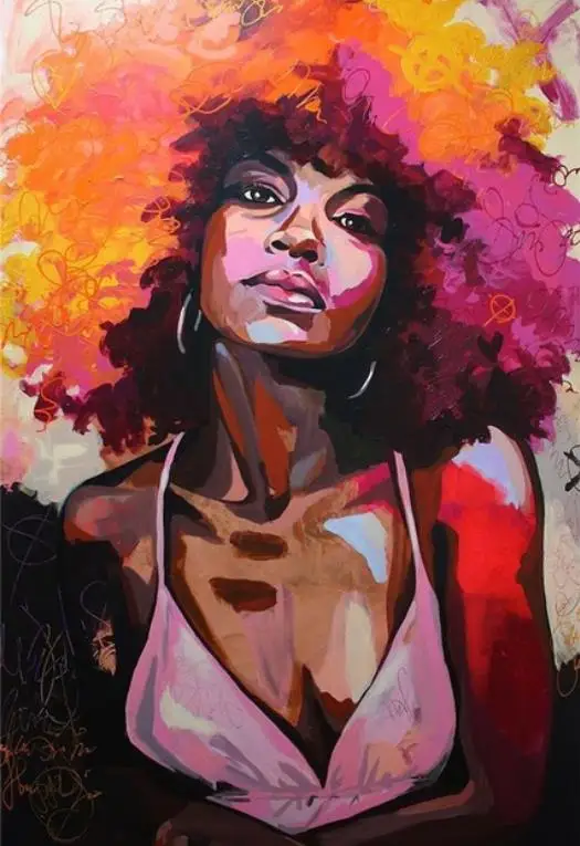 

Free Shipping Modern Abstract Color 5D DIY Diamond Painting Sexy African Women Home Decoration Gift