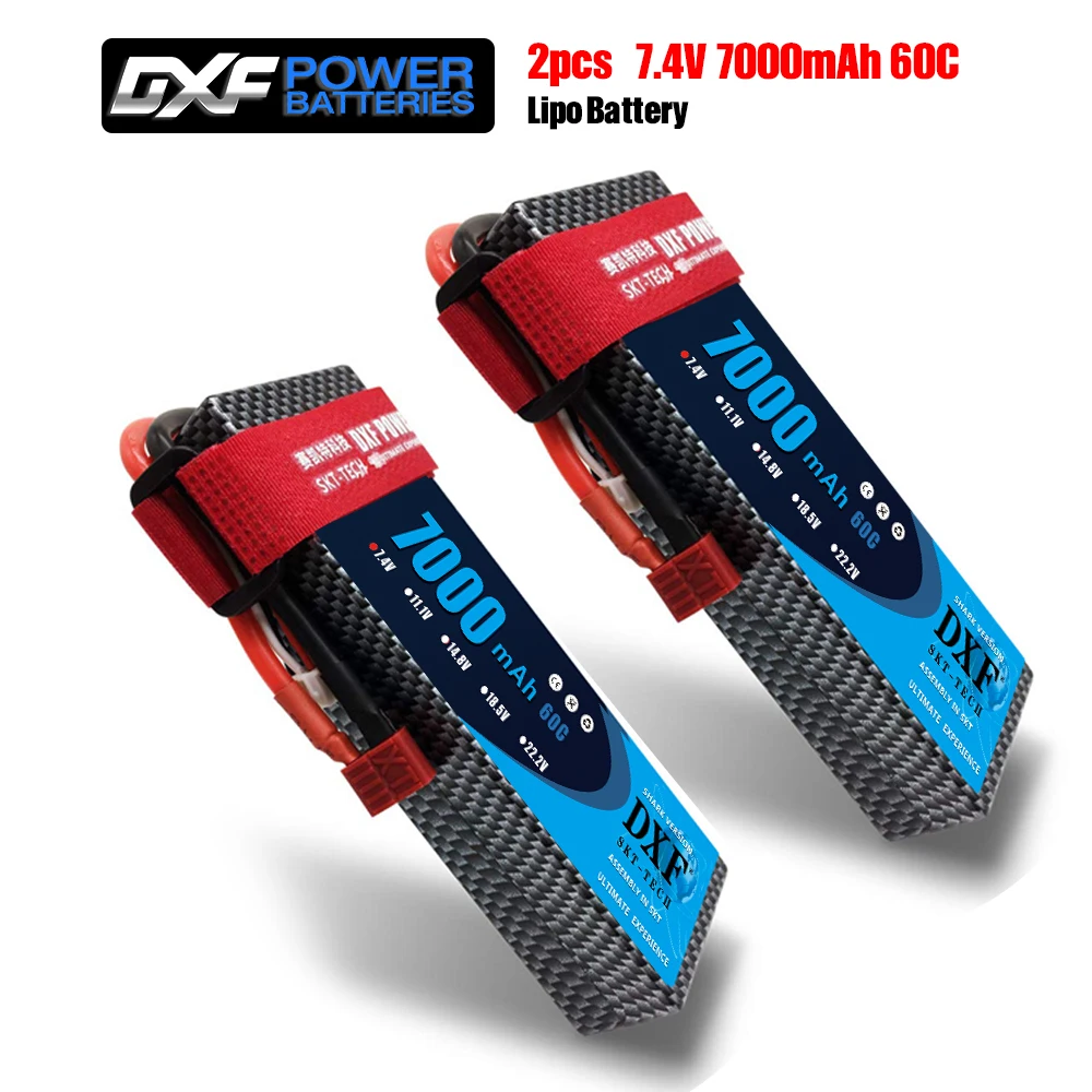 2 шт. DXF RC Lipo батарея 2s 7,4 V 2700mAh 20C 7000 60C 14,8 V 7000 60C для Wltoys 12428 feiyue 03 RC Q39 Запчасти для обновления