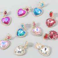 2021 super flashing diamond series alloy diamond studded rhinestone glass diamond heart shaped women%e2%80%99s party earrings