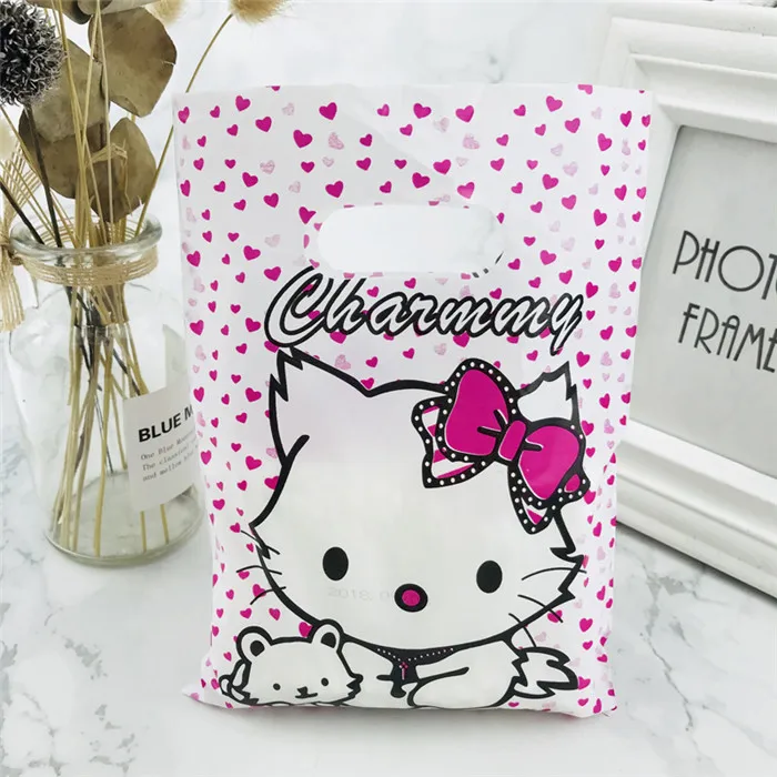 Cute Cart 25x35 20x25 15x20 см 10 шт. сумка для хранения одежды хозяйственные пластиковые сумки с ручками ювелирные изделия свадебный пластиковый мешочек для упаковки подарков - Цвет: Cute Cart
