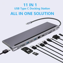 USB C Laptop Docking Station HDMI VGA USB PD LAN RJ45 SD Hub Adapter for Laptop Macbook HP DELL XPS Surface Lenovo ThinkPad Dock