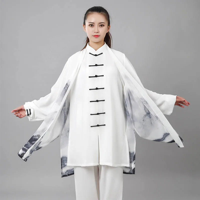 

High Quality Ink Tai Chi Suit Taiji Kung Fu Martial Arts Performance Uniforms Printing Nanquan Competition Clothing