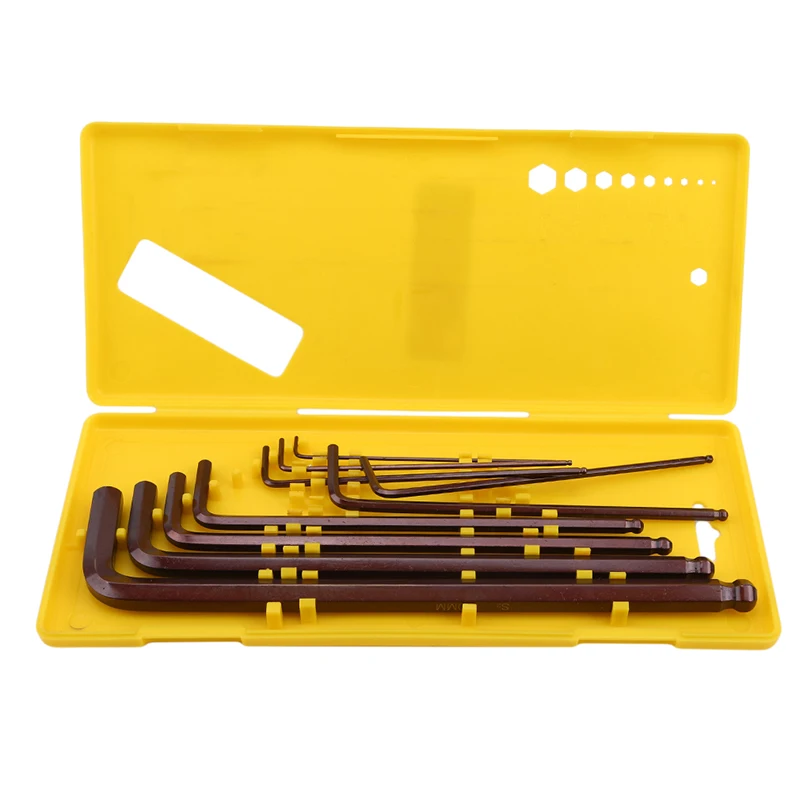 Prefessional 9pcs Metric Long Medium Ball End Hex Keys Torque Wrench Spanner Universal Hexagonal Key Tools Set | Инструменты