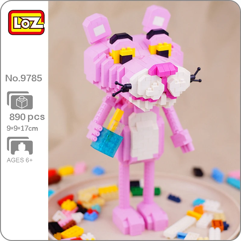 LOZ 9785 животные мир Розовая пантера леопард питомец Монстр 3D модель DIY Мини