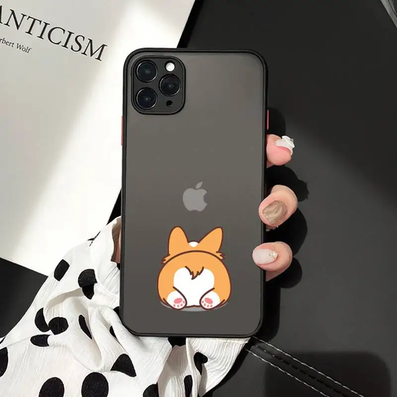 

Corgi Butt cute Animal Puppy luxury funda Phone Cases matte transparent For iphone 7 8 11 12 plus mini x xs xr pro max cover