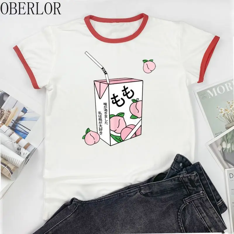 Футболка женская в стиле Харадзюку милый модный топ гранж персиковый сок