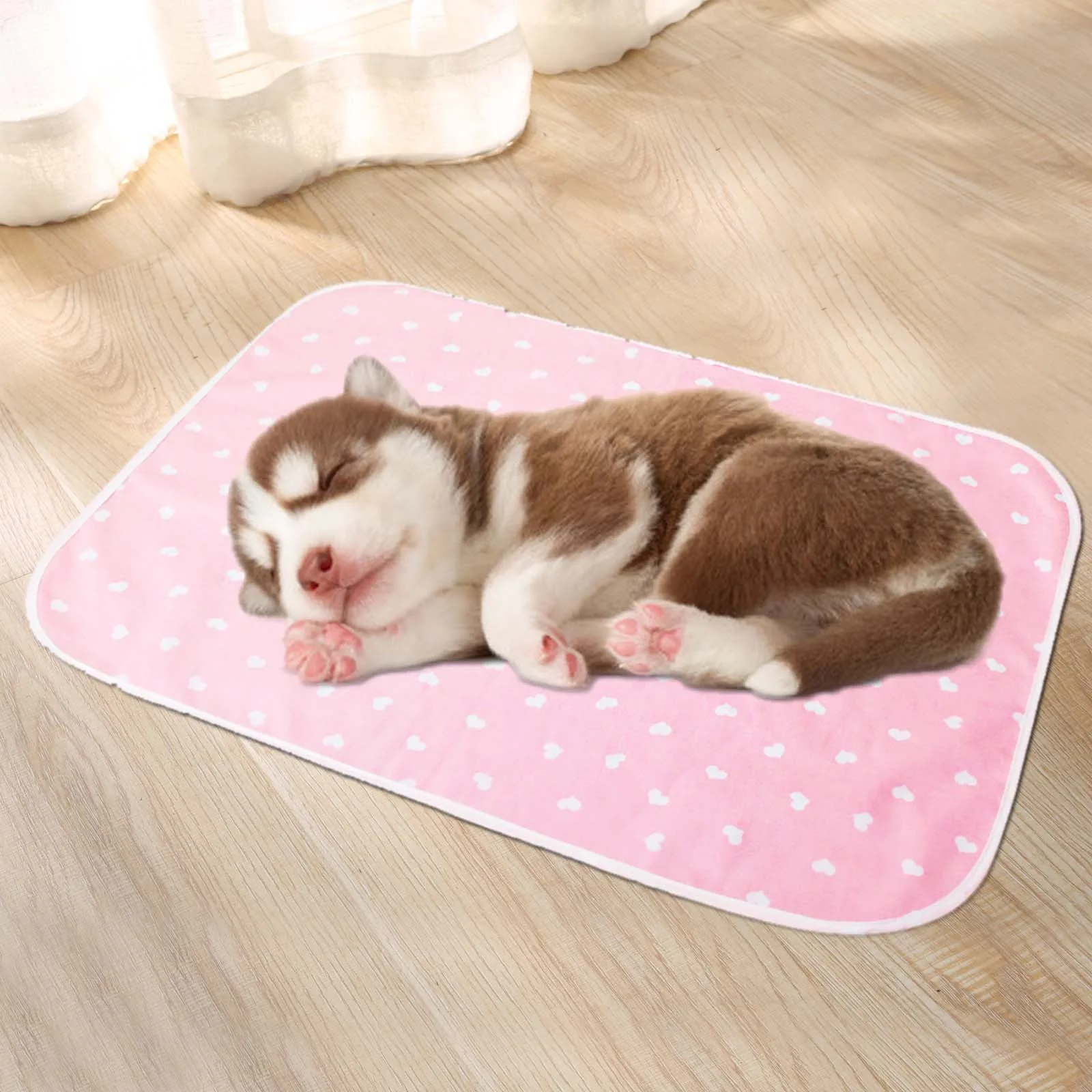 

1pc Reusable Pet Urine Pad Washable Dog Cat Diaper Mat 3 Layer Absorbent Dogs Diapers Pads Bone Paw Print For Sofa Bed Floor