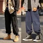 Модные мужские брюки с мягкой талией и поясом на лодыжке, широкие Свободные повседневные брюки, брюки с несколькими карманами, брюки-карго в уличном стиле, 2021