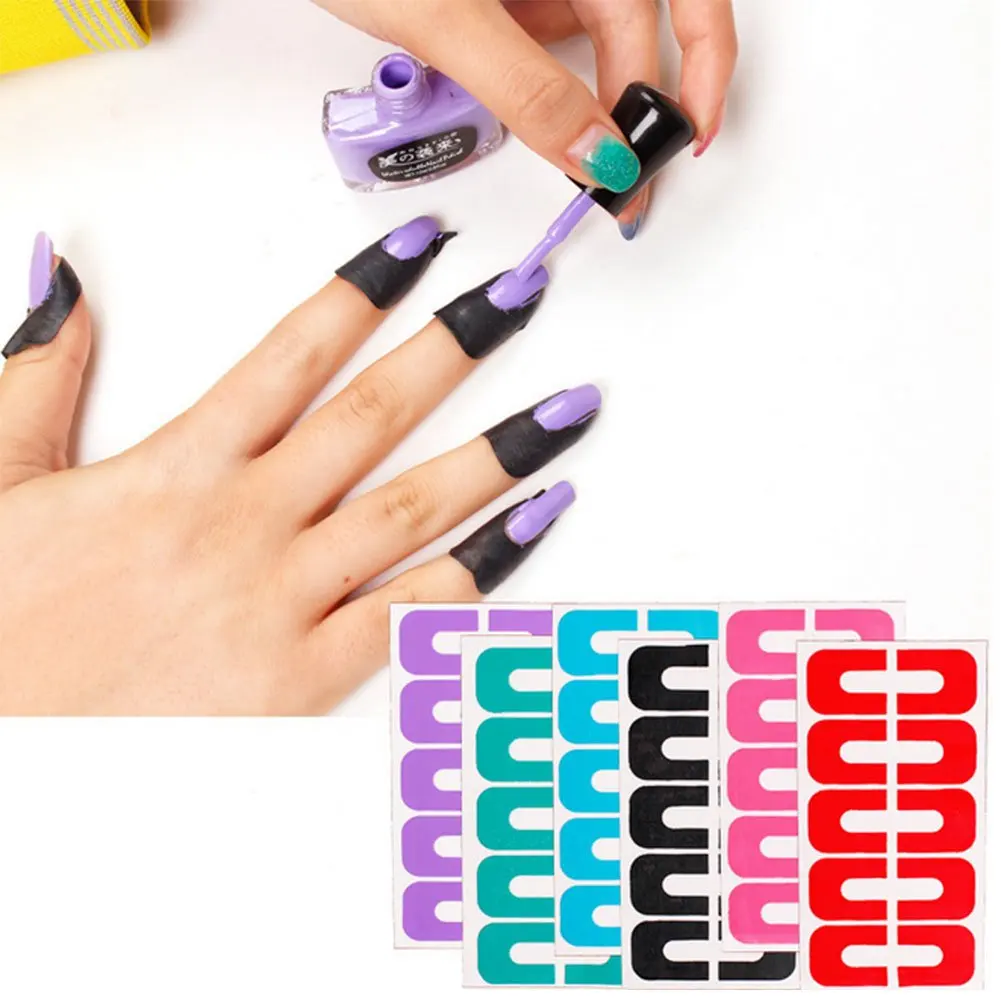 

5 Sheet Disposable Peel Off Sticker Tape Manicure Tool Anti Overflow Wrap Nail Protector For Nail Art Painting Tools