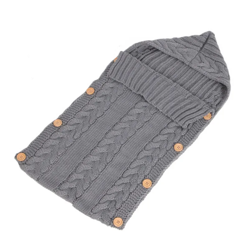 

Newborn Baby Swaddling Stroller Wrap Winter Warm Sleeping Bags Infant Button Knit Swaddle Wrap Toddler Blanket Sleeping Bags