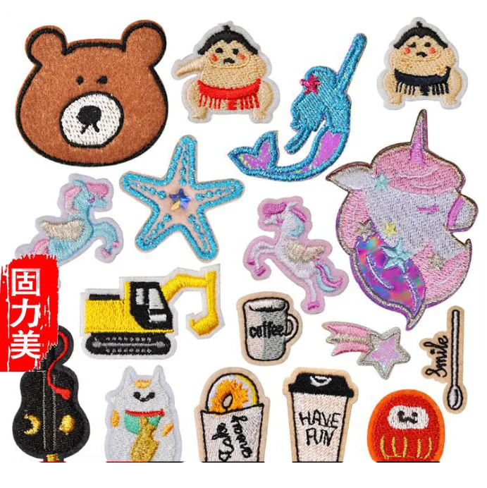 10 шт. медведь звезда Единорог ЭКСКАВАТОРА cat кофе Метеор мультфильм глажение ПРИ