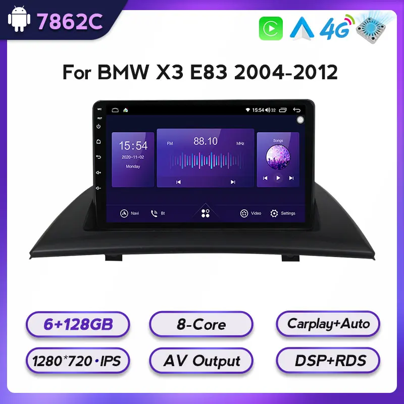 Verkaufen NaviFly Lüfter 6GB + 128GB Android 11 Auto Navigation GPS Radio Player Für BMW X3 E83 2004-2010 DSP RDS Carplay 4G LTE WIFI