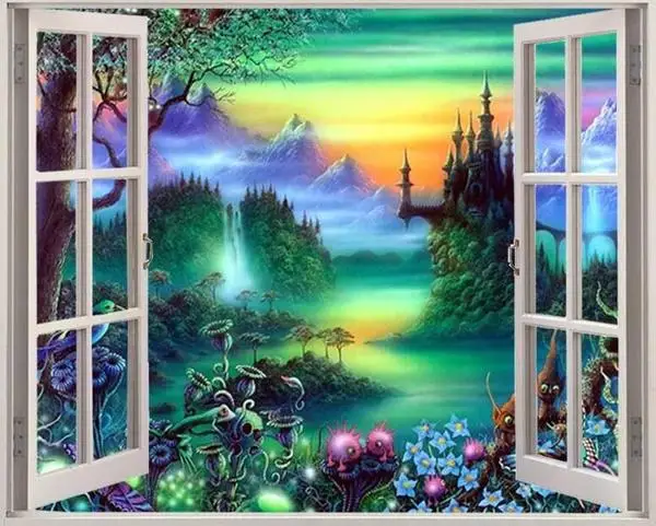5D DIY Diamond Painting Full Square Drill Scenery Sunset Window Outside 3d Mosaic Diamant Embroidery Wedding Room Decoration | Дом и сад
