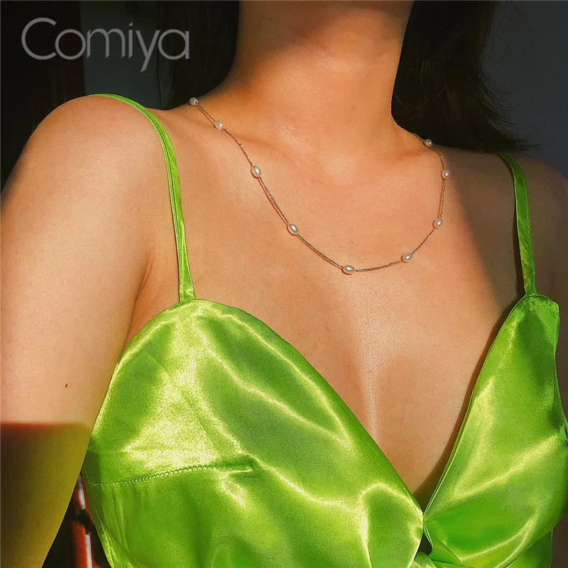 Ожерелье из цинкового сплава с жемчугом золотистого/серебристого цвета |