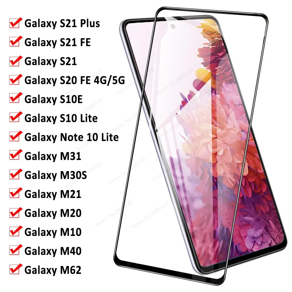 

Защитное стекло 9D для Samsung Galaxy S21 Plus S21 S20 FE S10E S10 Note 10 Lite, закаленное стекло для Galaxy M10 M20 M30 F62, пленка