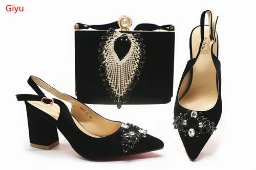 Doershow Новые итальянские туфли черного цвета с подходящими сумками комплект