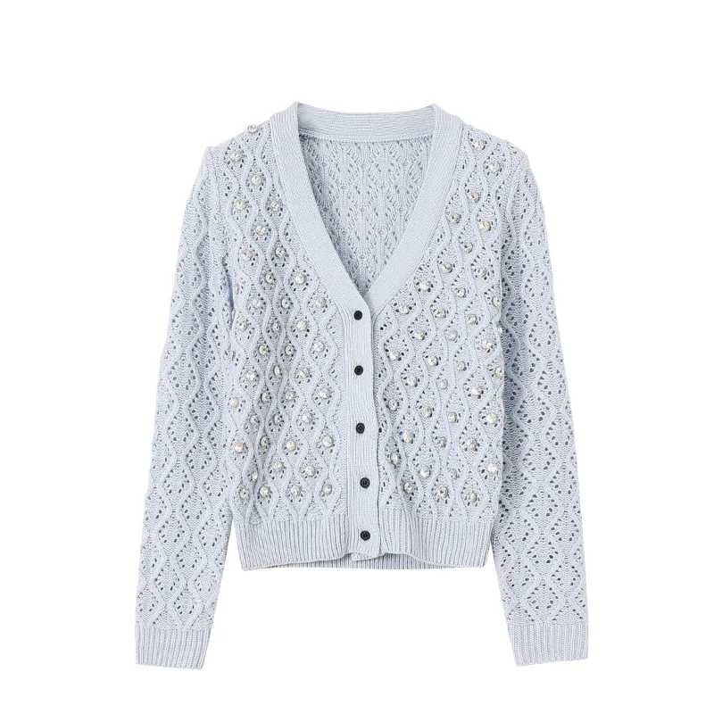 

Кардиган женский, вязаный, однобортный, с V-образным вырезом, весна-осень, T2269