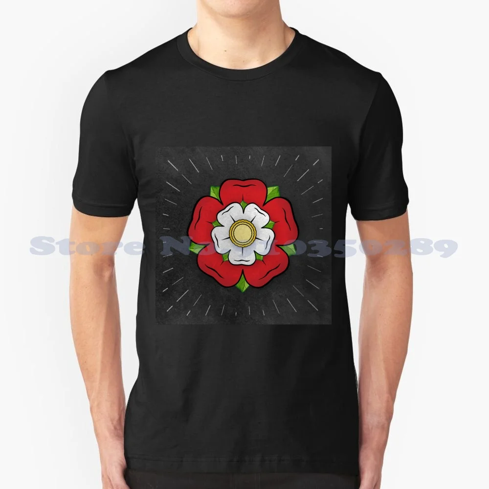 

Красная роза британский флаг красная эмблема Союза историческая Heraldry черная белая серая модная футболка красная роза Ланкастер белый