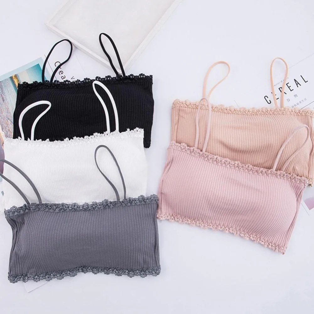 Women Bralette Crop Top Back Closure Bra Chest Pad Underwear Girls Strapless Tube Top